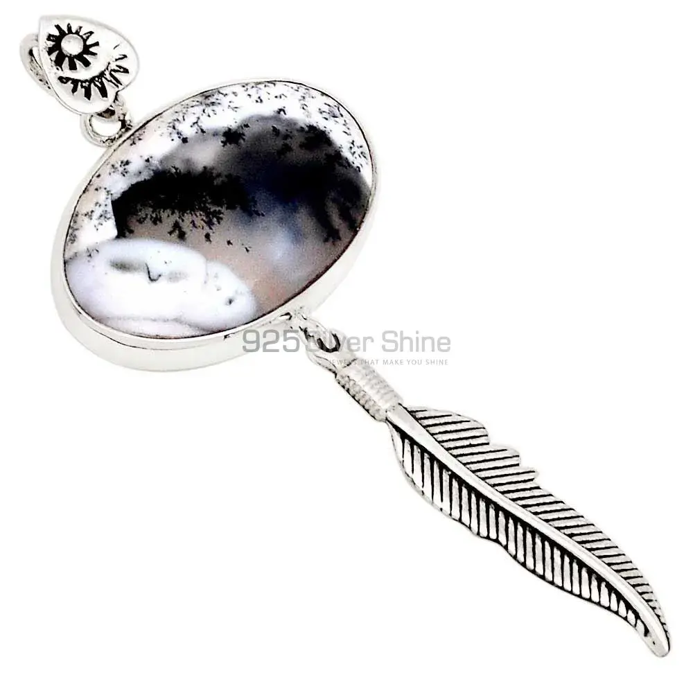 Fine Sterling Silver Pendants In Dendrite Gemstone Jewelry 925SP111-2_0