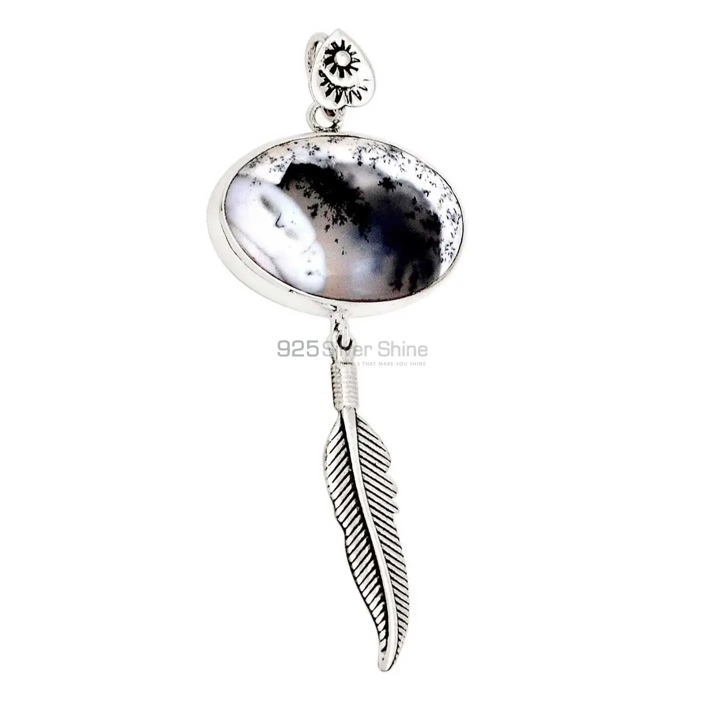 Fine Sterling Silver Pendants In Dendrite Gemstone Jewelry 925SP111-2_1