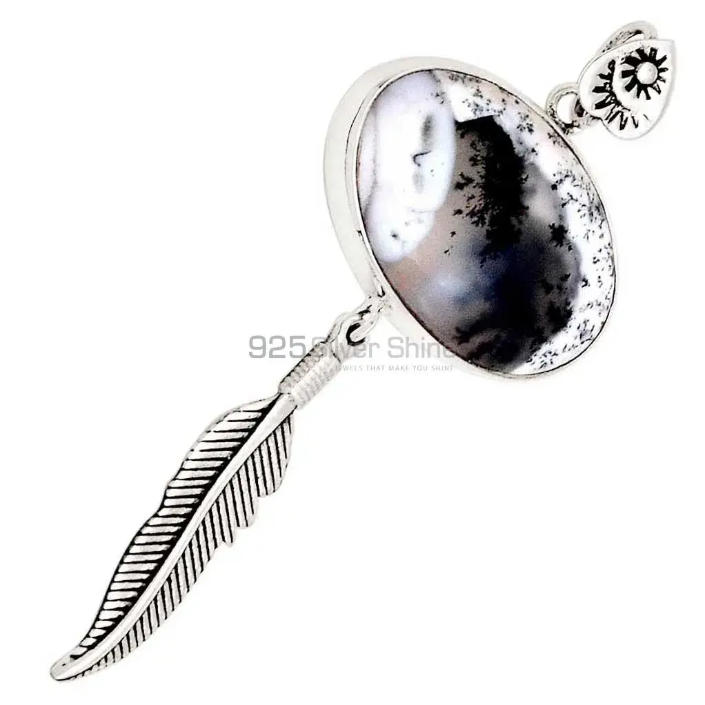 Fine Sterling Silver Pendants In Dendrite Gemstone Jewelry 925SP111-2_2