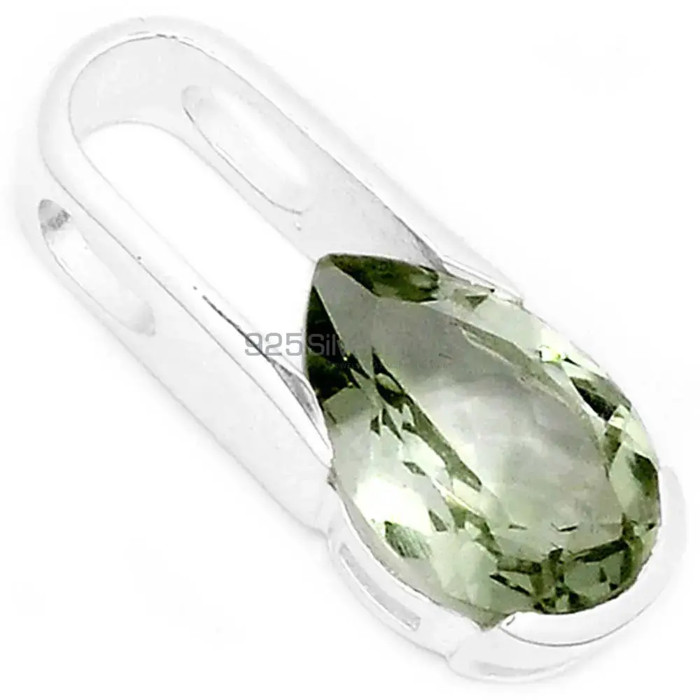 Wholesale Fine Sterling Silver Pendants In Green Amethyst Gemstone Jewelry 925SSP344-1