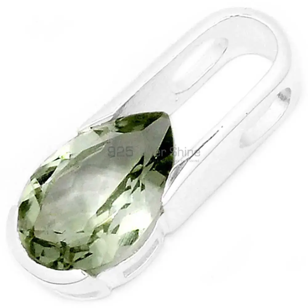 Wholesale Fine Sterling Silver Pendants In Green Amethyst Gemstone Jewelry 925SSP344-1_0