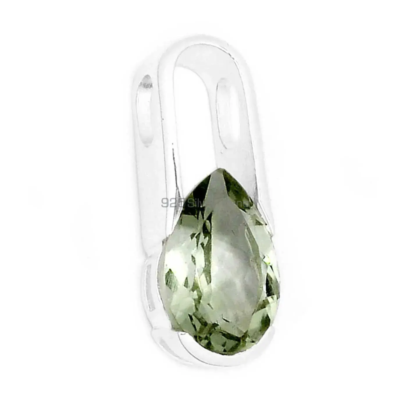 Fine Sterling Silver Pendants In Green Amethyst Gemstone Jewelry 925SSP344-1_2