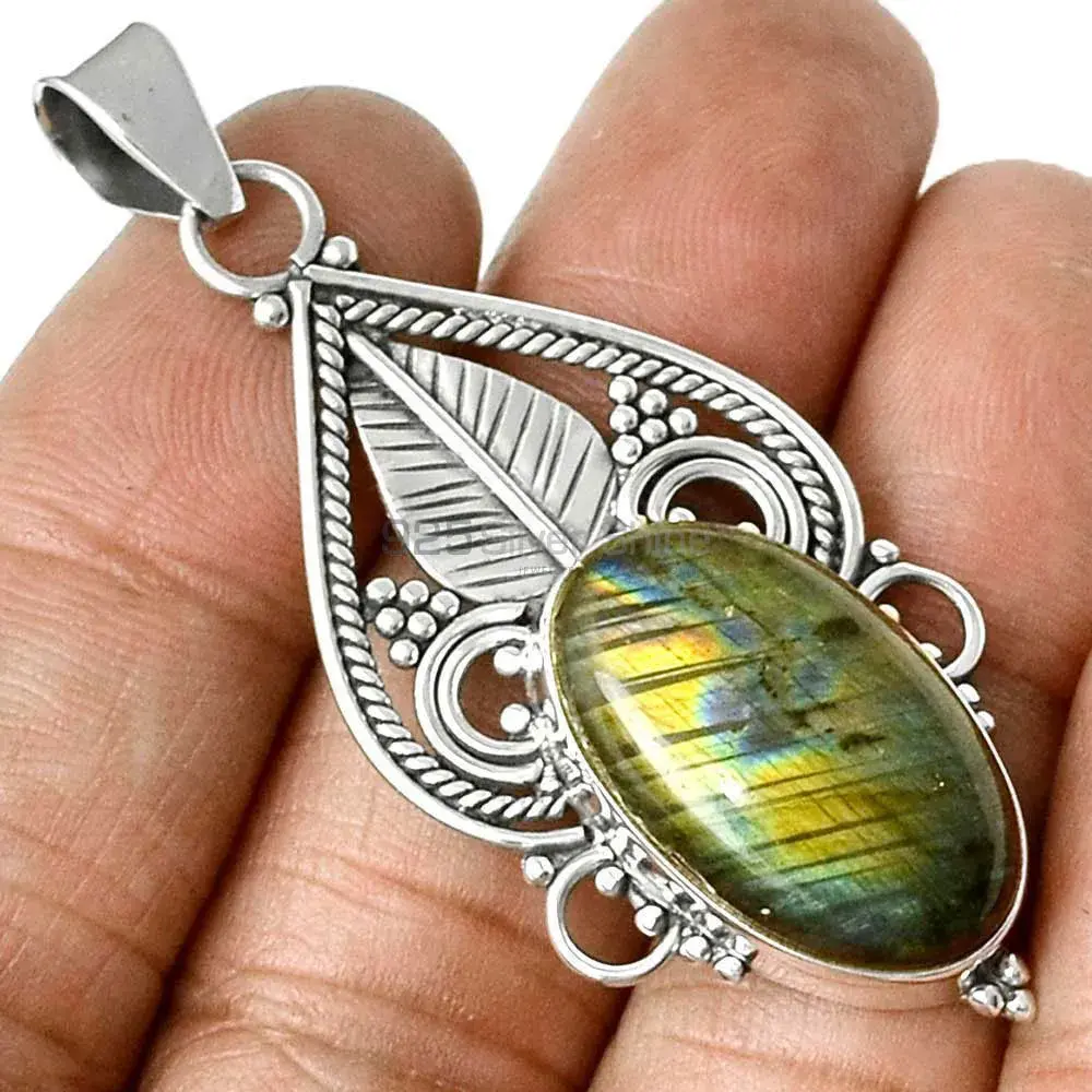 Fine Sterling Silver Pendants In Labradorite Gemstone Jewelry 925SP087-6_1
