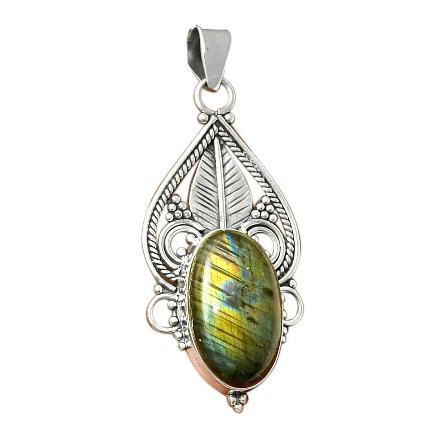 Wholesale Fine Sterling Silver Pendants Wholesaler In Labradorite Gemstone Jewelry 925SP087-6_1