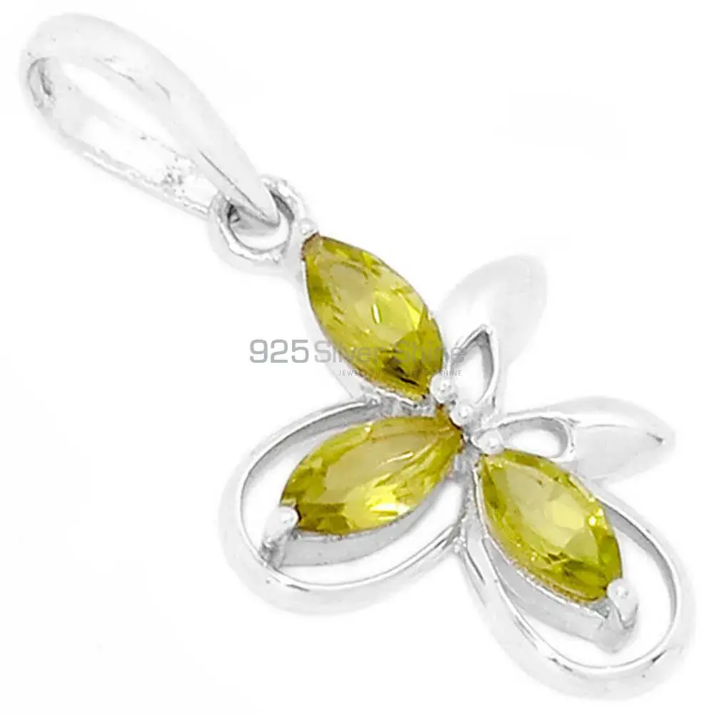 Fine Sterling Silver Pendants In Lemon Quartz Gemstone Jewelry 925SP292-2