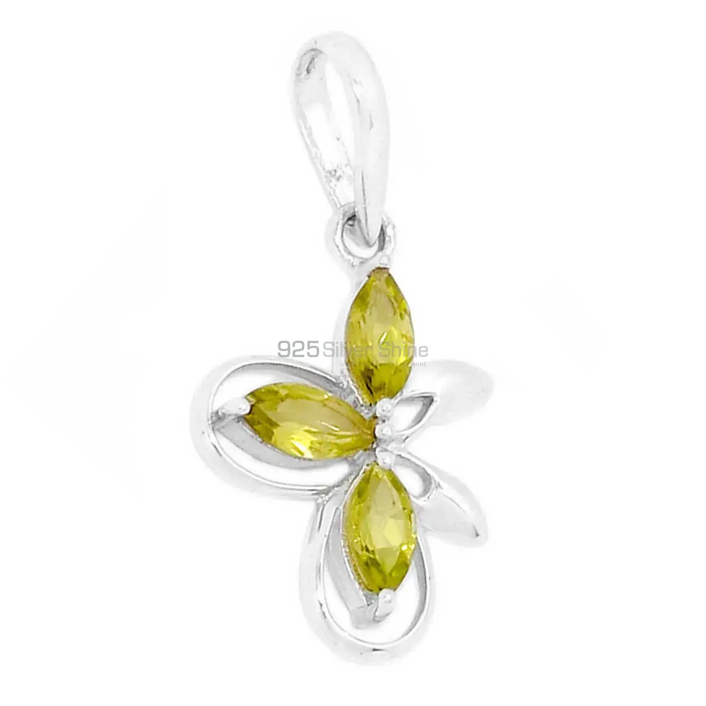 Fine Sterling Silver Pendants In Lemon Quartz Gemstone Jewelry 925SP292-2_0