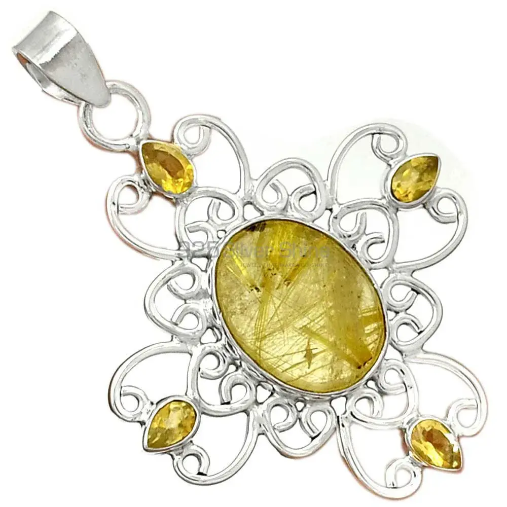 Fine Sterling Silver Pendants In Multi Gemstone Jewelry 925SP097-8_0