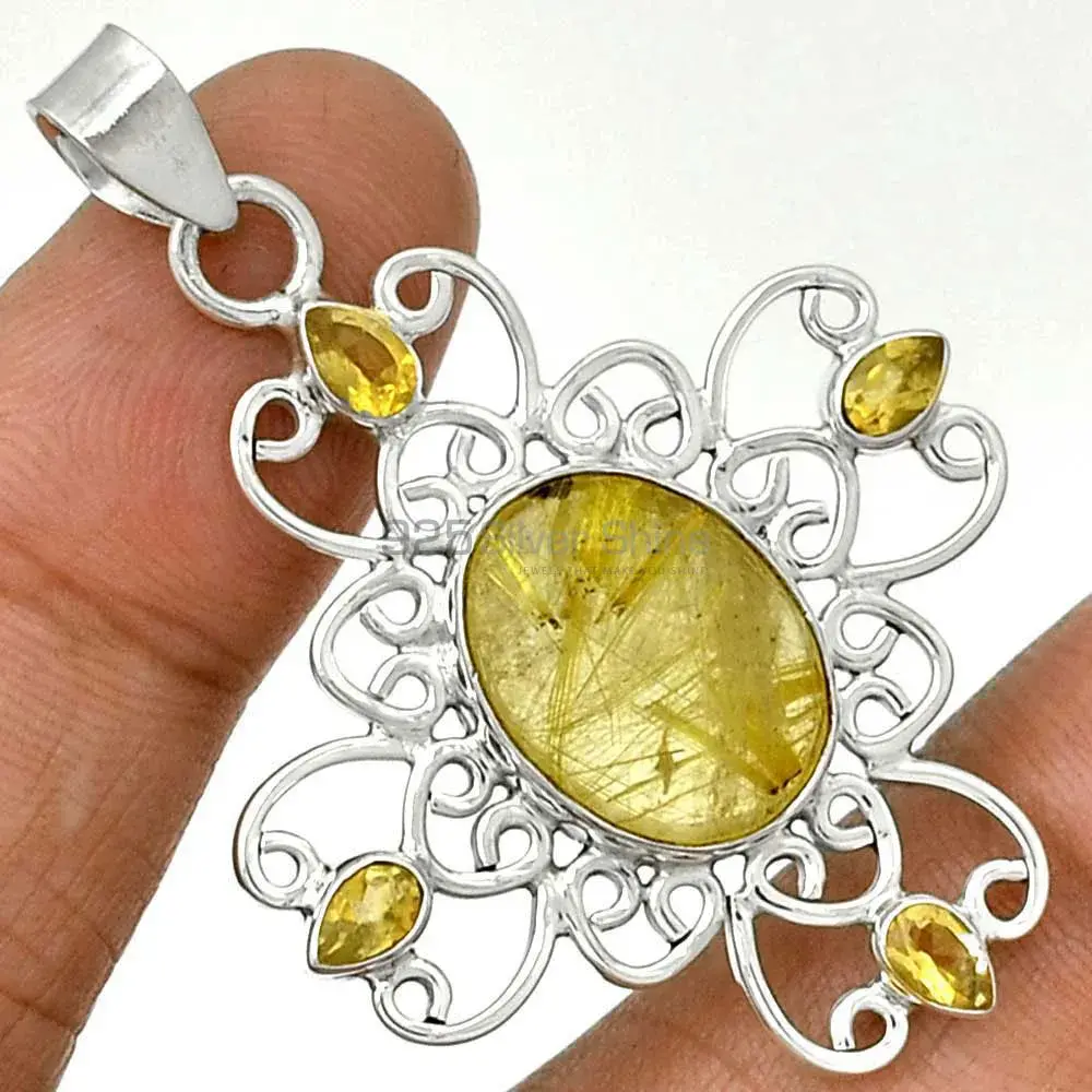 Fine Sterling Silver Pendants In Multi Gemstone Jewelry 925SP097-8_1