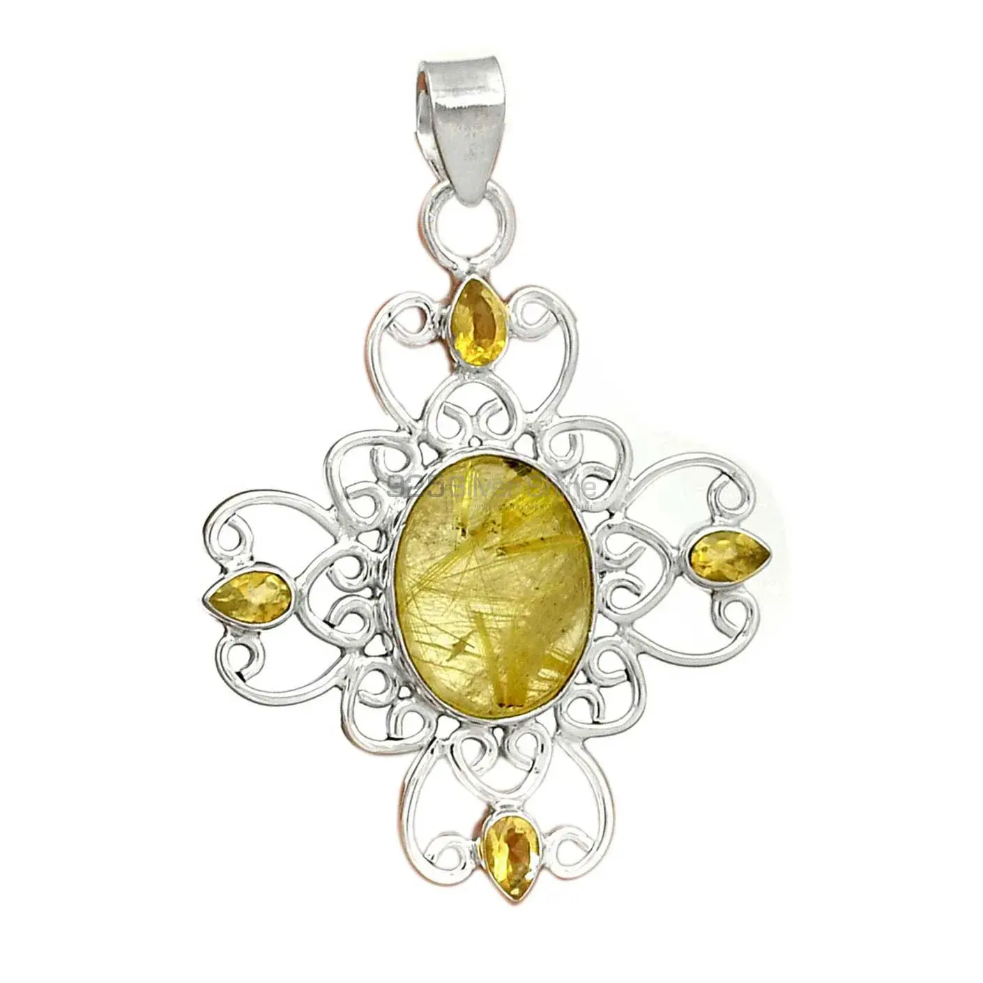 Fine Sterling Silver Pendants In Multi Gemstone Jewelry 925SP097-8_2