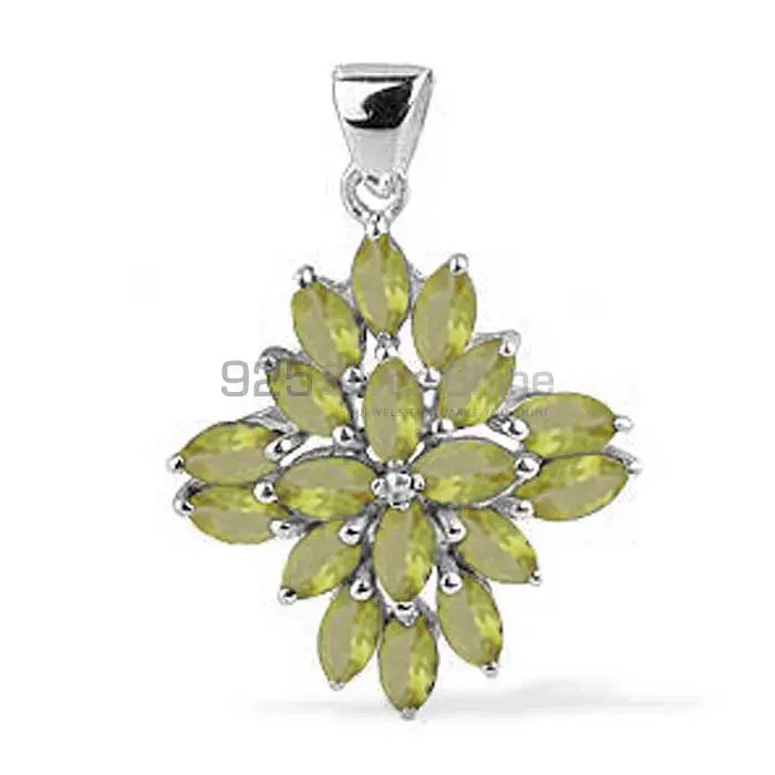 Fine Sterling Silver Pendants In Peridot Gemstone Jewelry 925SP1683