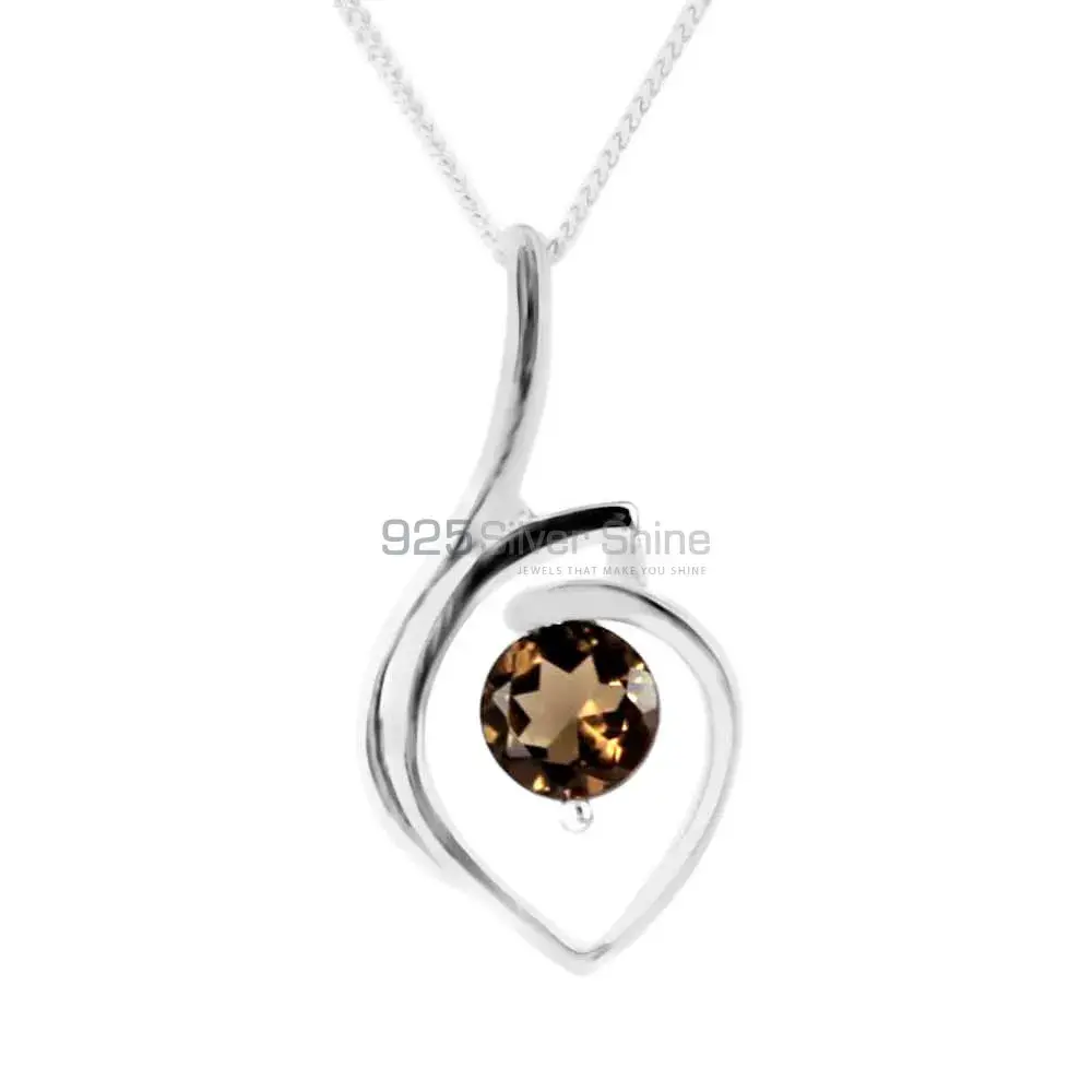 Wholesale Fine Sterling Silver Pendants Wholesaler In Smokey Gemstone Jewelry 925SP207-7