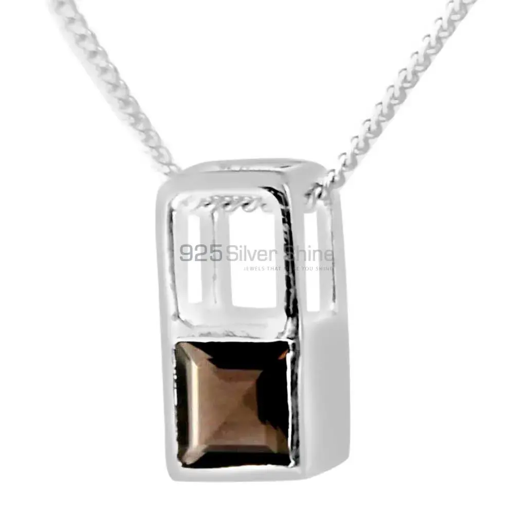Fine Sterling Silver Pendants In Smokey Gemstone Jewelry 925SP263-4
