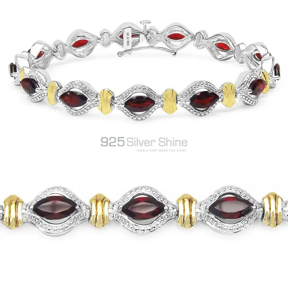Wholesale Fine Sterling Silver Tennis Bracelets In Garnet Gemstone Jewelry 925SB167_1