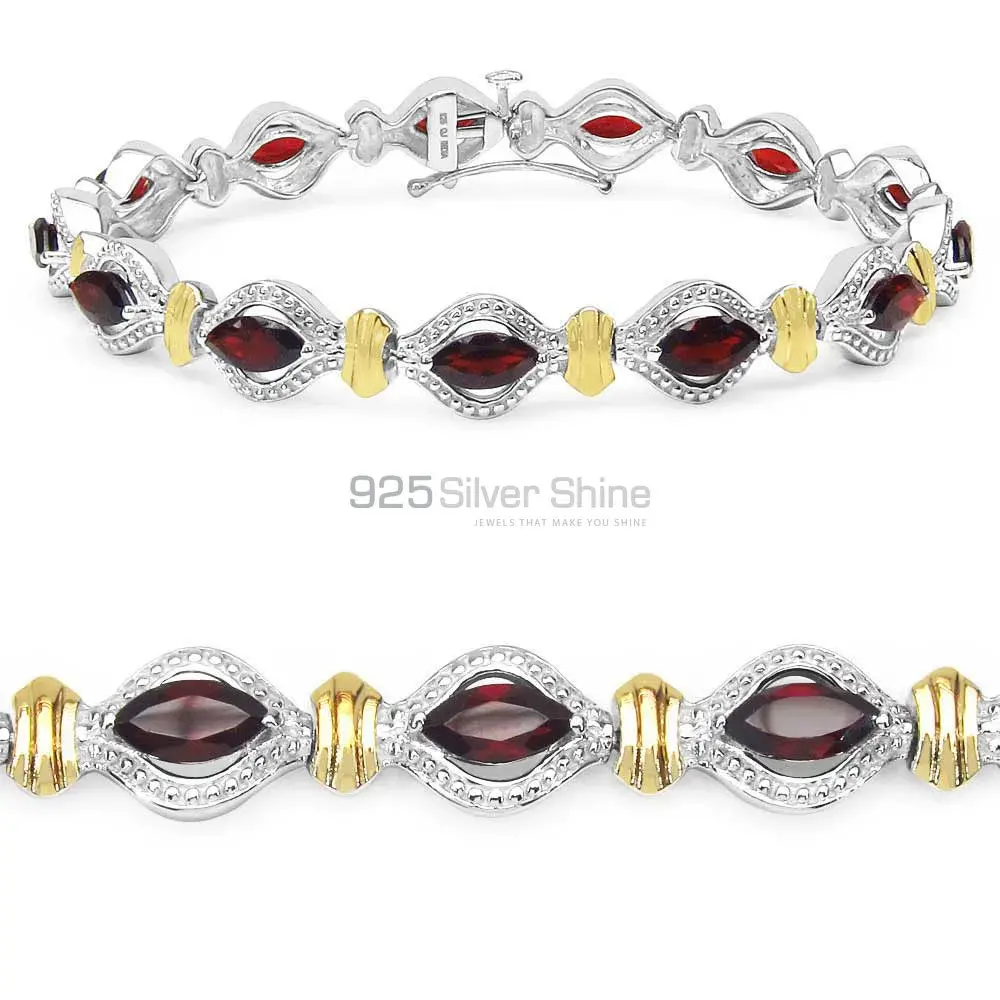Fine Sterling Silver Tennis Bracelets In Garnet Gemstone Jewelry 925SB167_1