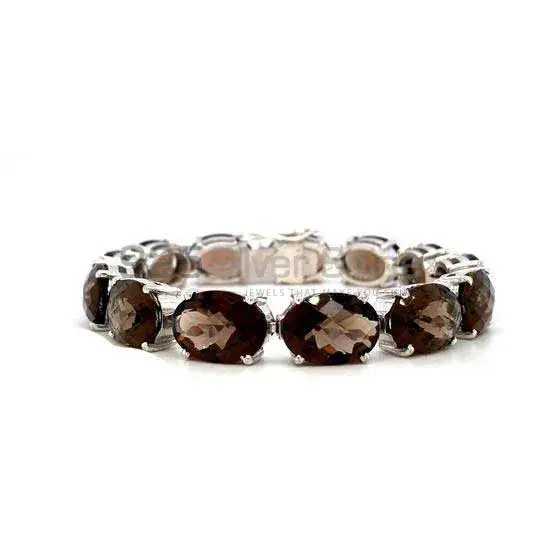 Fine Sterling Silver Tennis Bracelets In Smoky Quartz Gemstone Jewelry 925SB217