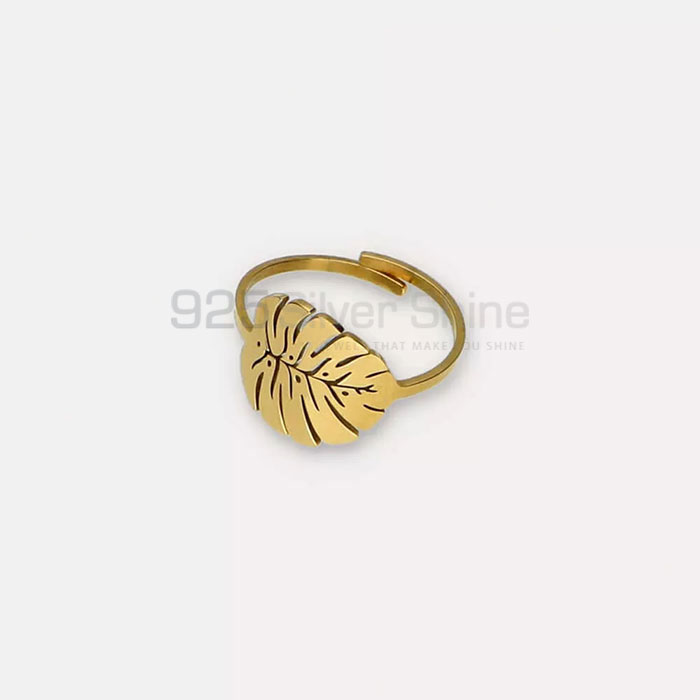 Wholesale Flower Leaf Design Minimalist Ring In Silver FWMR239