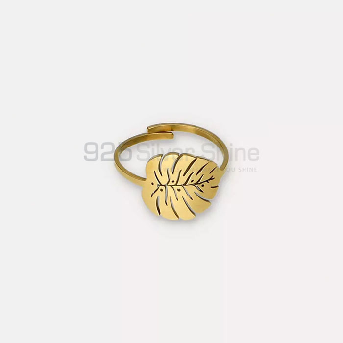 Wholesale Flower Leaf Design Minimalist Ring In Silver FWMR239_2