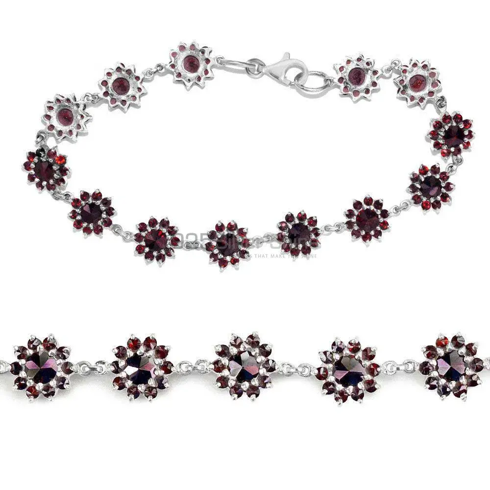 Wholesale Garnet Gemstone Bracelets Exporters In 925 Solid Silver Jewelry 925SB247