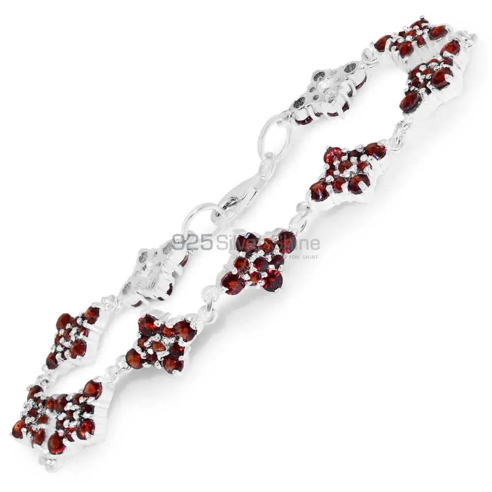 Wholesale Garnet Gemstone Handmade Bracelets In Solid Sterling Silver Jewelry 925SB236