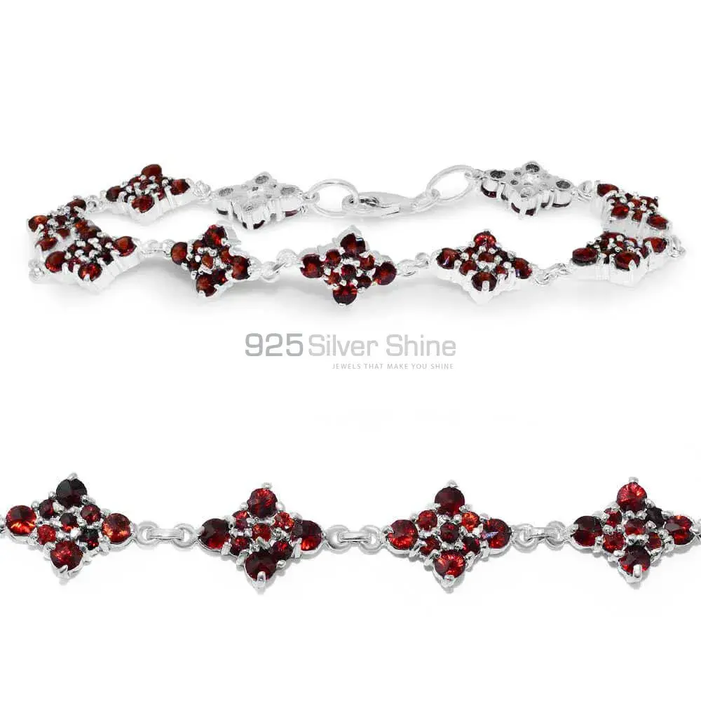 Wholesale Garnet Gemstone Handmade Bracelets In Solid Sterling Silver Jewelry 925SB236_0