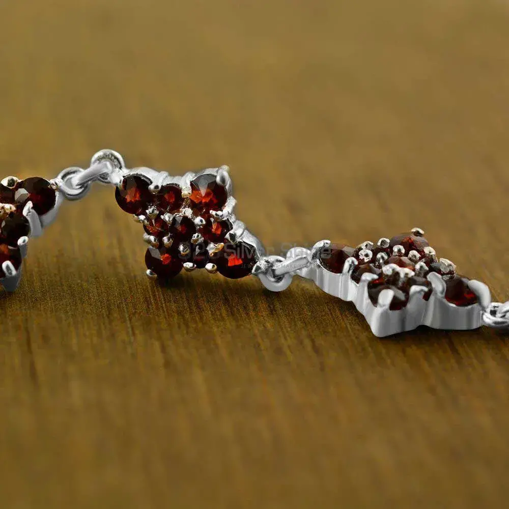 Garnet Gemstone Handmade Bracelets In Solid Sterling Silver Jewelry 925SB236_1