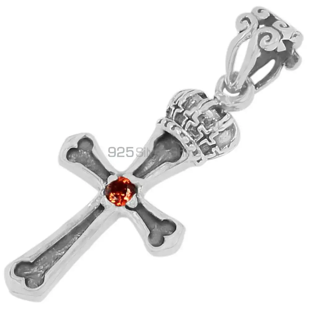 Wholesale Garnet Gemstone Handmade Pendants In 925 Sterling Silver Jewelry 925SSP347-4_0