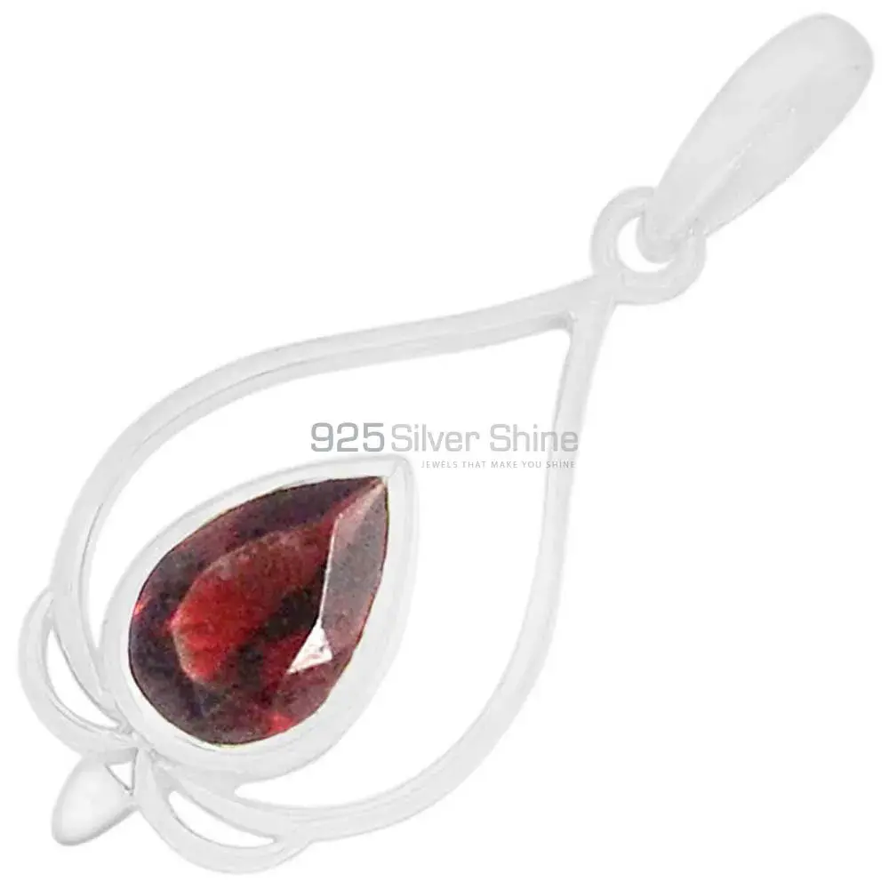 Wholesale Garnet Gemstone Handmade Pendants In Solid Sterling Silver Jewelry 925SP274-4_0