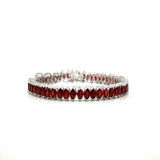 Garnet Gemstone Handmade Tennis Bracelets In 925 Sterling Silver Jewelry 925SB180