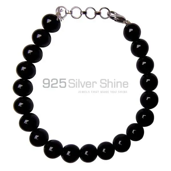 Wholesale Genuine Black Onyx Gemstone Beads Bracelets 925BB130