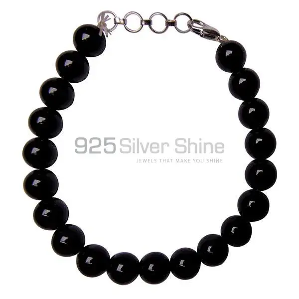 Genuine Black Onyx Gemstone Beads Bracelets 925BB130