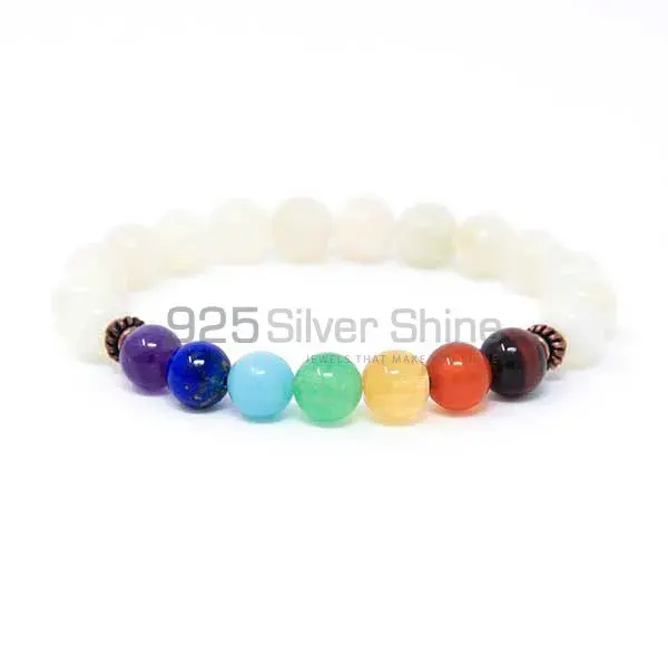 Wholesale Genuine Moonstone Chakra Gemstone Beads Bracelets 925BB182_0