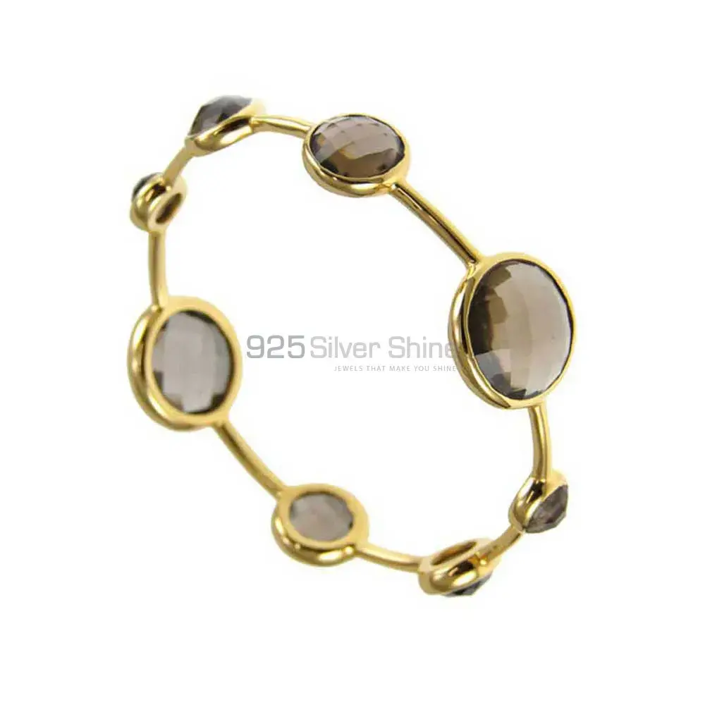 Wholesale Gold Plated 925 Sterling Silver Bracelets In Smoky Quartz Gemstone 925SSB20