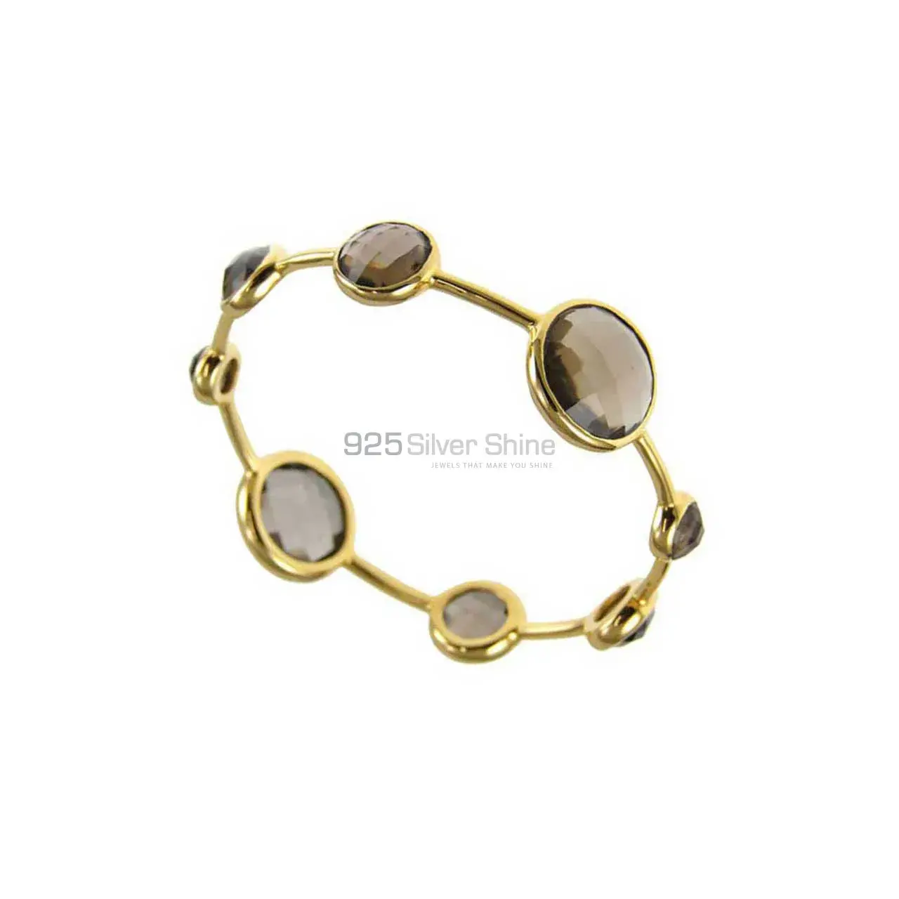 Wholesale Gold Plated 925 Sterling Silver Bracelets In Smoky Quartz Gemstone 925SSB20_0