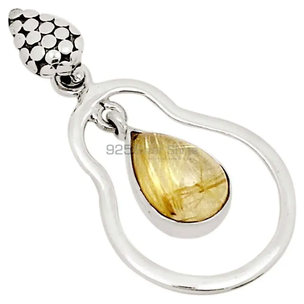 Wholesale Golden Rutile Gemstone Handmade Pendants In Solid Sterling Silver Jewelry 925SP101-1