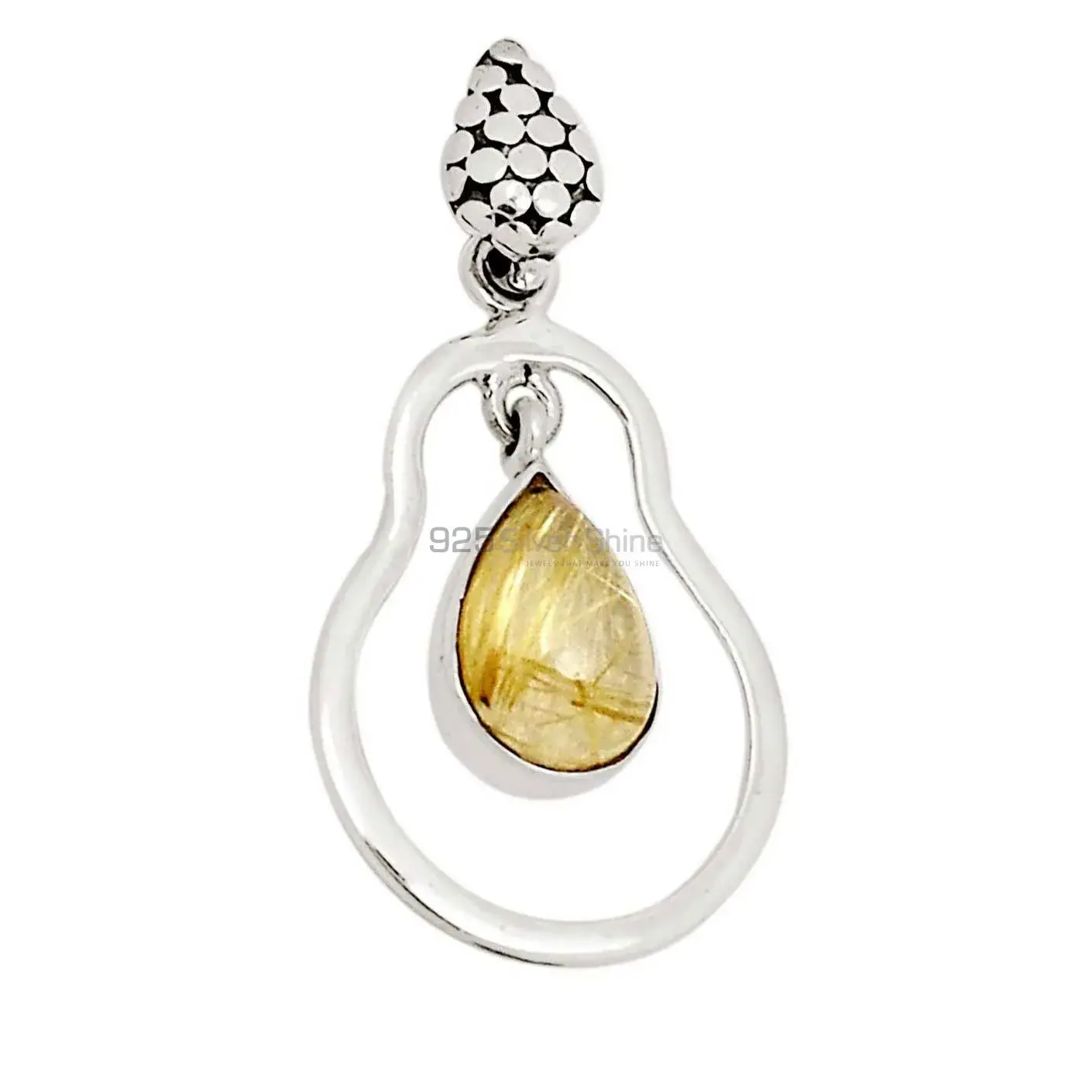 Golden Rutile Gemstone Handmade Pendants In Solid Sterling Silver Jewelry 925SP101-1_1