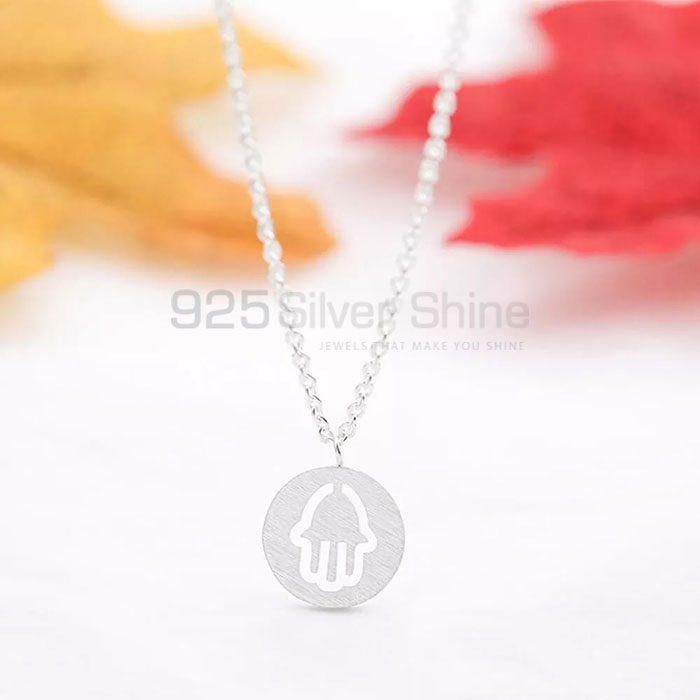 Hamsa Minimalist Necklace In Sterling Silver HMMN307_0