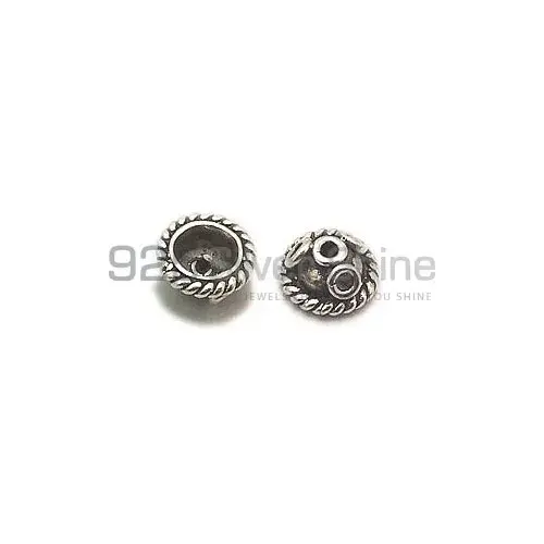 Wholesale Handmade 925 Sterling silver 3.5x7.7mm Round Cap Beads .Sold Per Package of 10-925SBC100