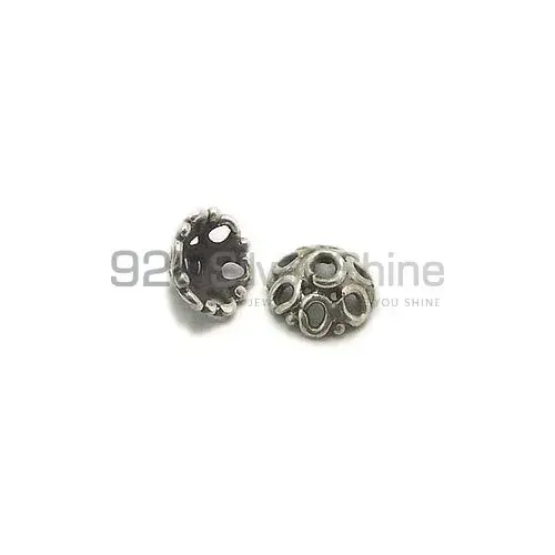 Wholesale Handmade 925 Sterling silver 4.5x8.6mm Round Cap Beads .Sold Per Package of 10-925SBC106