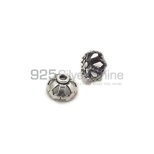 Wholesale Handmade 925 Sterling silver 5.1x8.5mm Round Cap Beads .Sold Per Package of 10-925SBC107