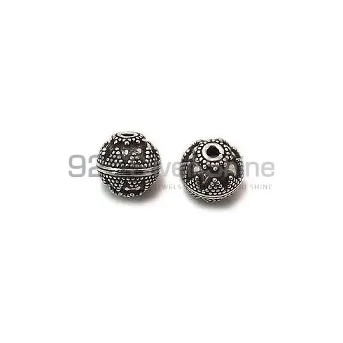 Handmade 925 Sterling silver 9.9x10.6mm Round Fine Beads. Sold Per Package of 10-925SBF104