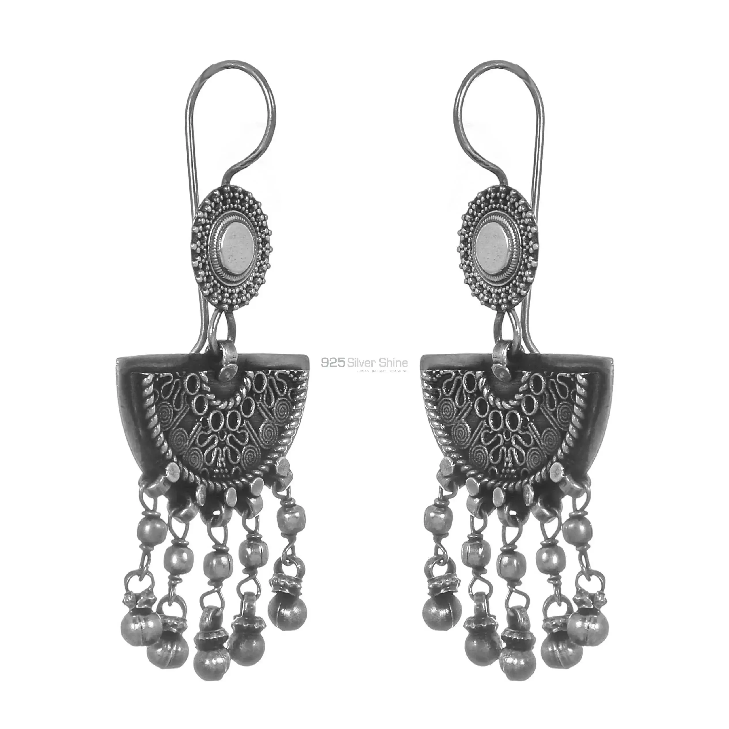 Handmade Oxidized Earrings In Solid 925 Silver 925SE313_1