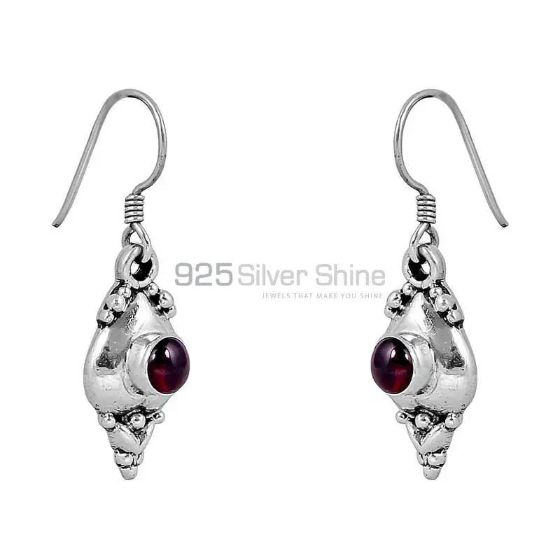 Handmade Silver Earring In Natural Garnet Gemstone Jewelry 925SE100_2