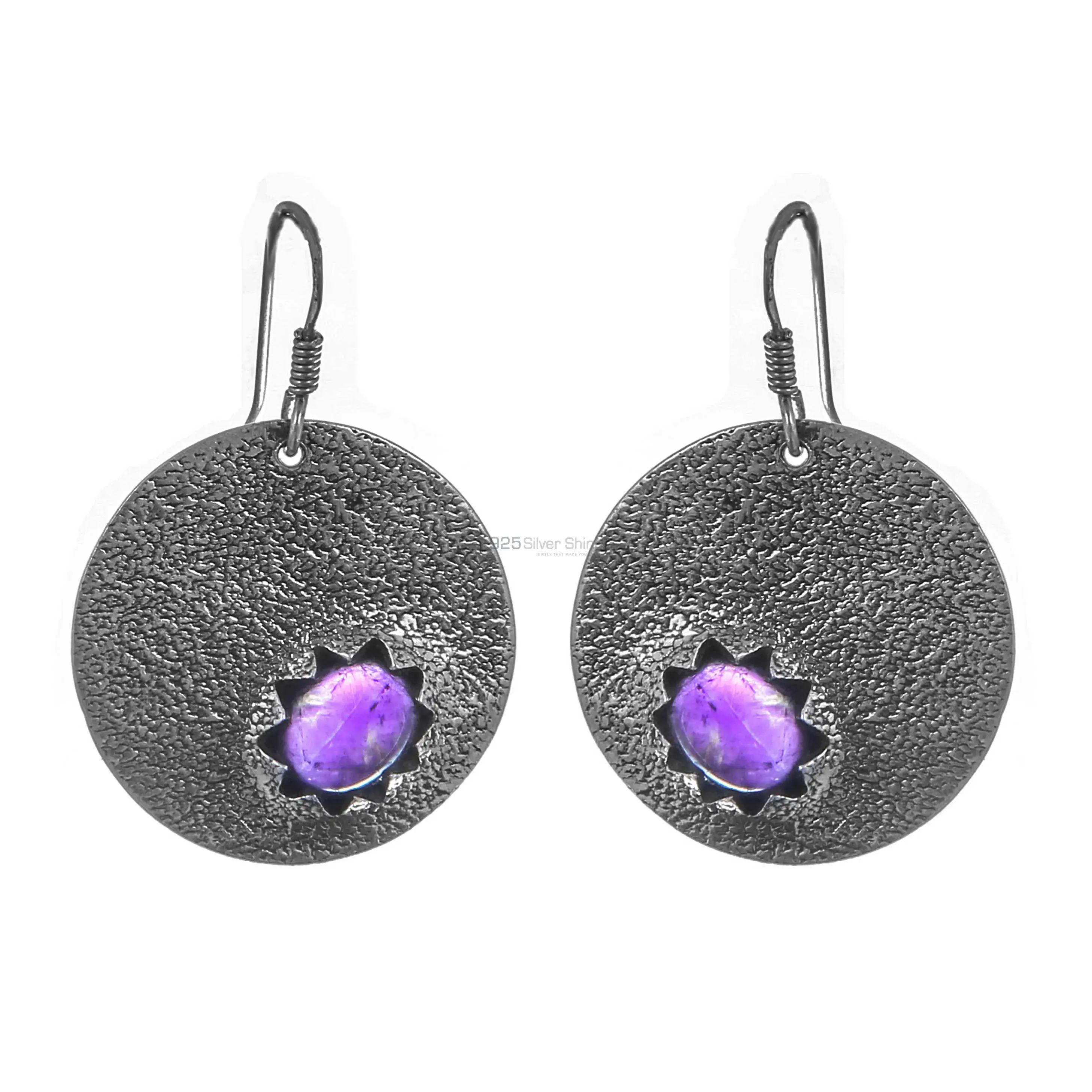 Wholesale Hemmer Silver Earring In Amethyst Gemstone Jewelry 925SE166