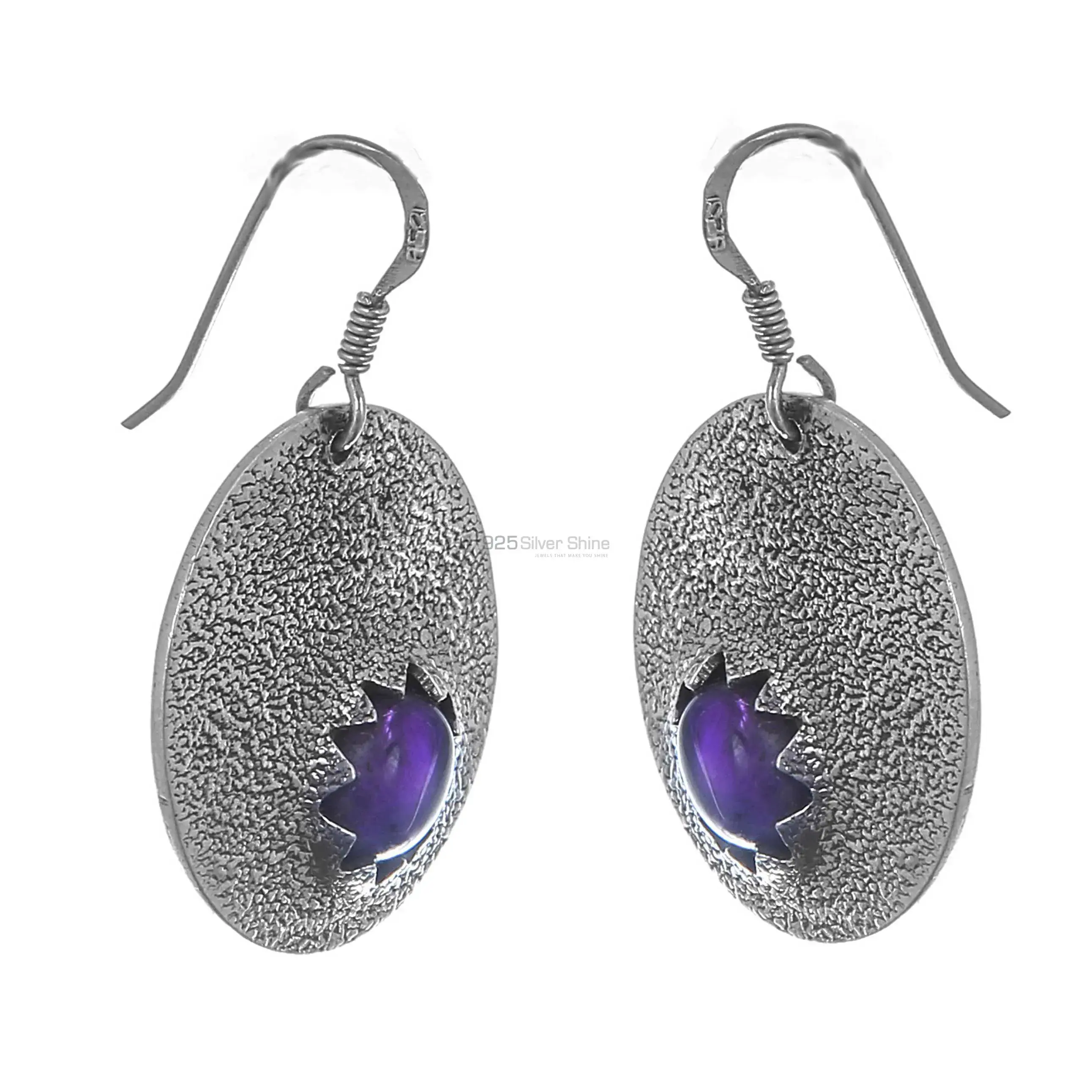 Wholesale Hemmer Silver Earring In Amethyst Gemstone Jewelry 925SE166_0