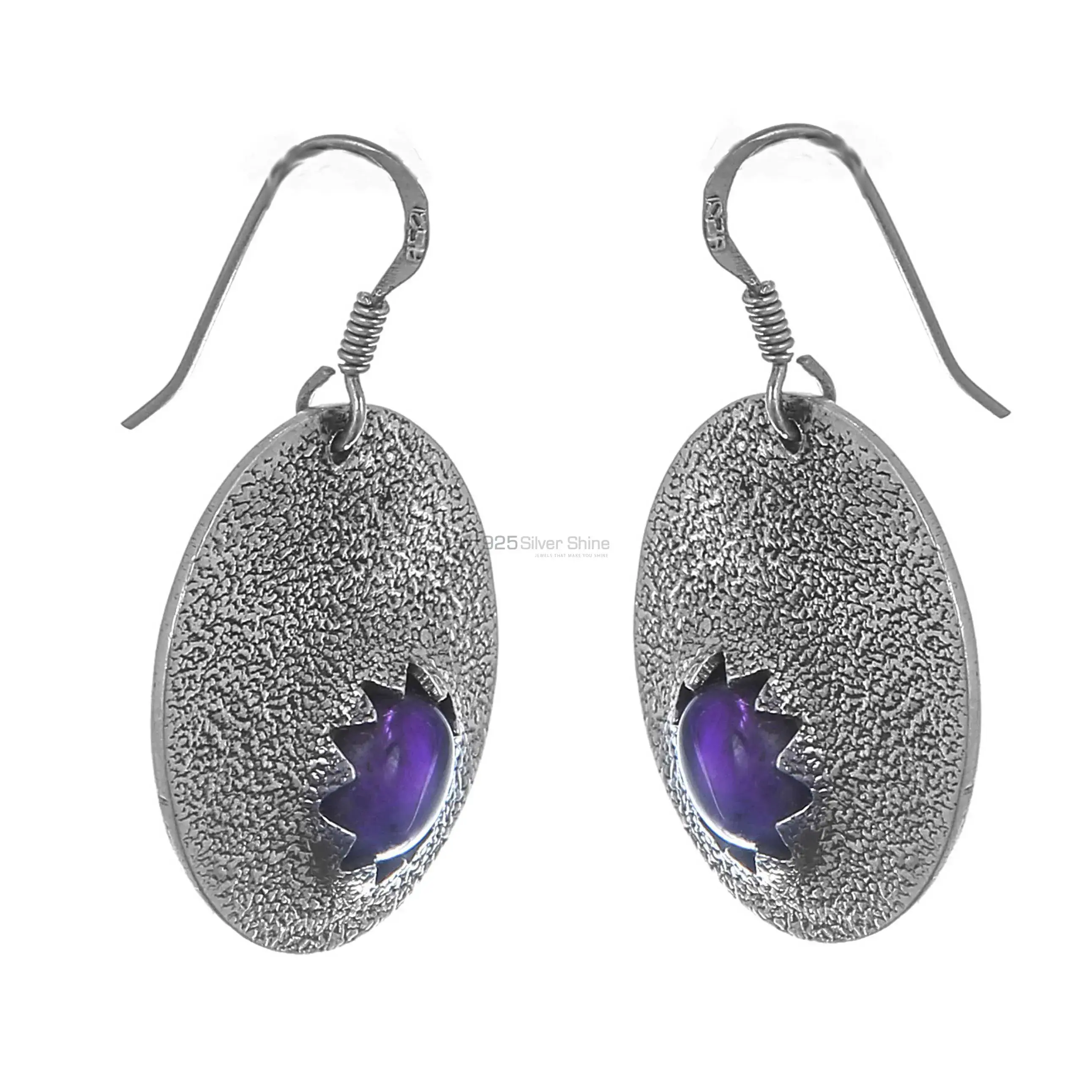 Hemmer Silver Earring In Amethyst Gemstone Jewelry 925SE166_0