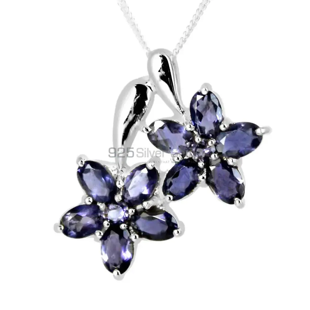 Wholesale Iolite Gemstone Handmade Pendants In Solid Sterling Silver Jewelry 925SP258-3