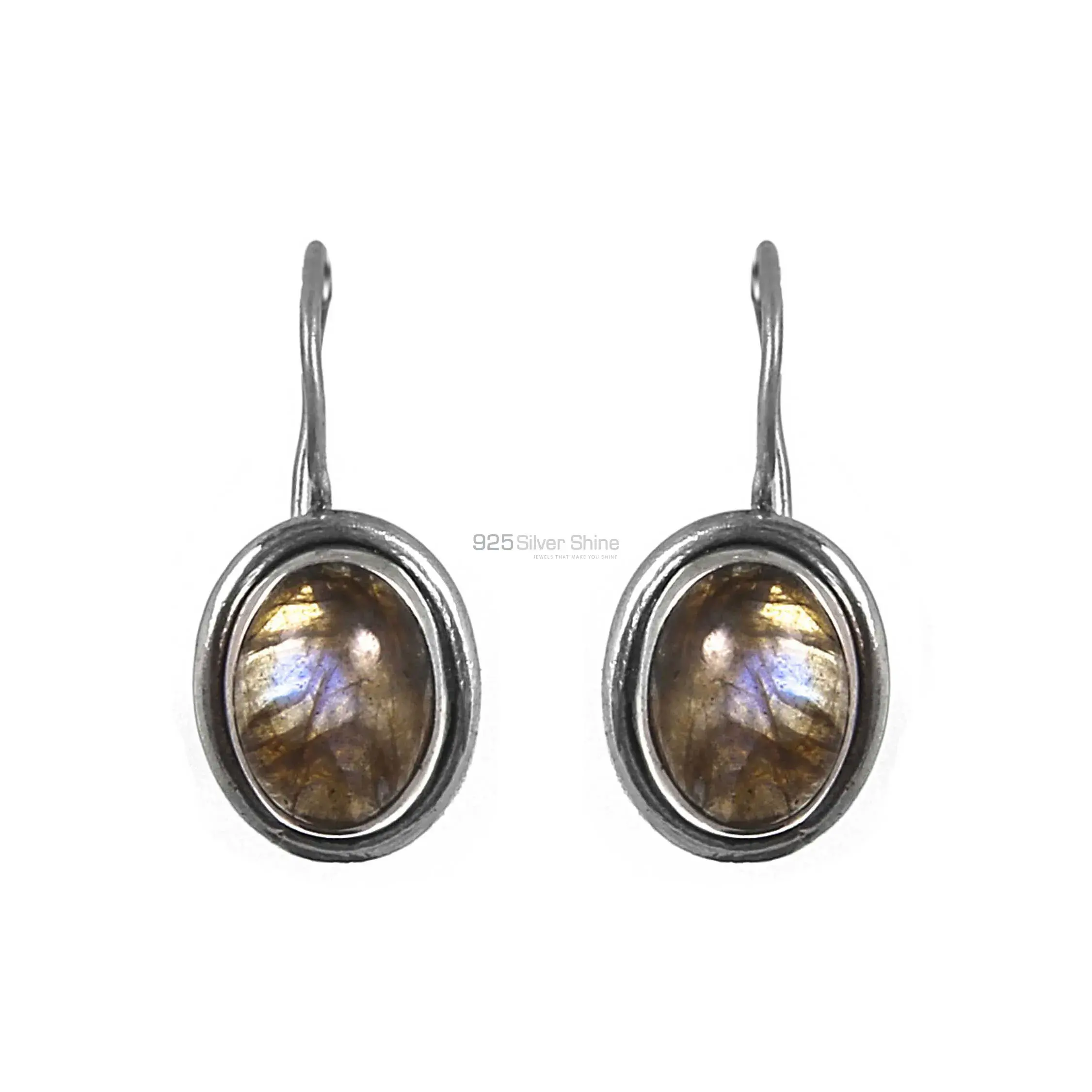 Labradorite Gemstone Earrings In Fine Sterling Silver Jewelry 925SE205_1