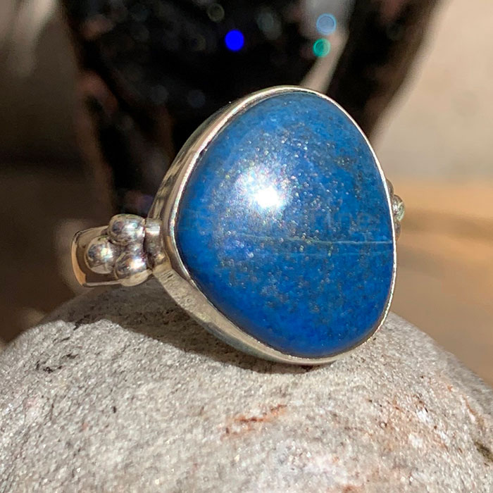 Lapis Lazuli Gemstone Ring In 925 Solid Silver SSR169-1