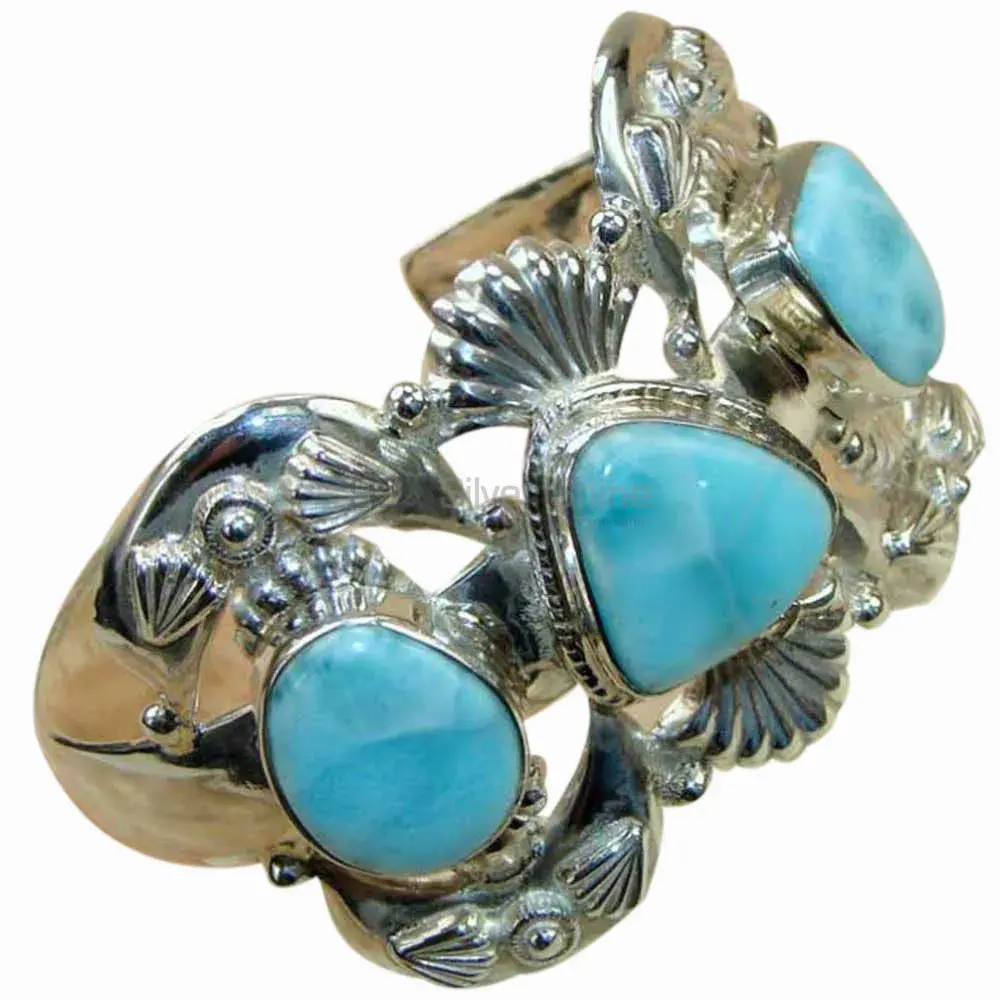 Larimar Gemstone Cuff Bangles In 925 Fine Silver 925SSB120_0