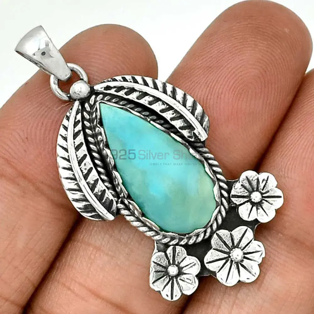 Wholesale Larimar Gemstone Handmade Pendants In Solid Sterling Silver Jewelry 925SP091-5_0